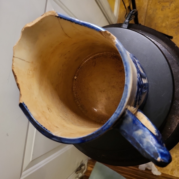 Antique Old Sleepy Eyed Joe Blue & White Ironstone Pitcher 1900. - Picture 9 of 11